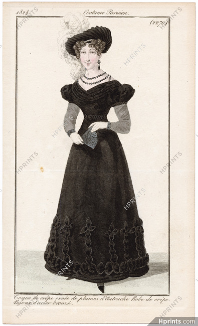 Le Journal des Dames et des Modes 1824 Costume Parisien N°2270