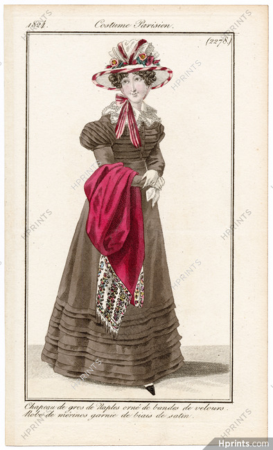 Le Journal des Dames et des Modes 1824 Costume Parisien N°2278