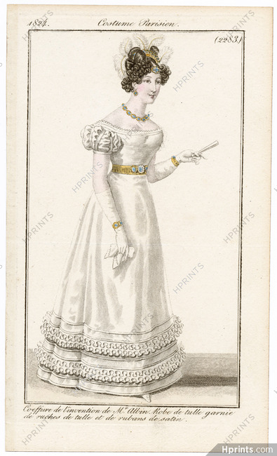 Le Journal des Dames et des Modes 1824 Costume Parisien N°2283 Mr Albin