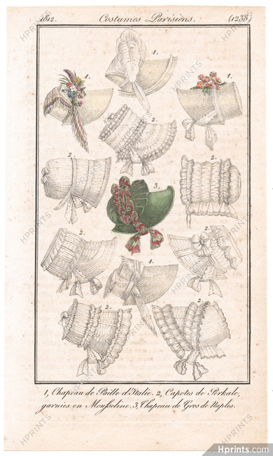 Le Journal des Dames et des Modes 1812 Costume Parisien N°1238 Hats