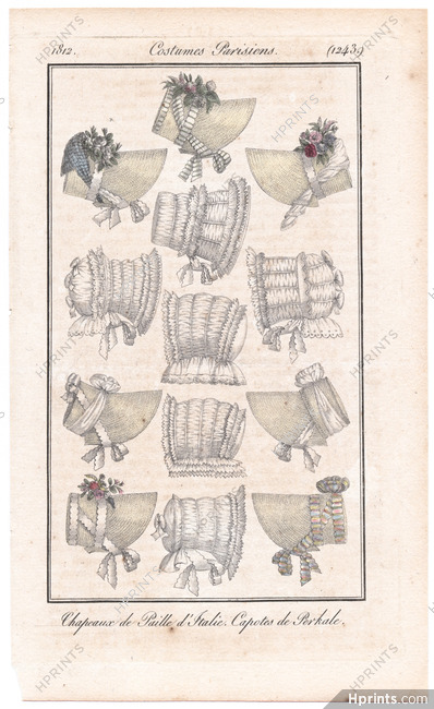 Le Journal des Dames et des Modes 1812 Costume Parisien N°1243 Hats