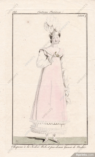 Le Journal des Dames et des Modes 1813 Costume Parisien N°1356 Horace Vernet