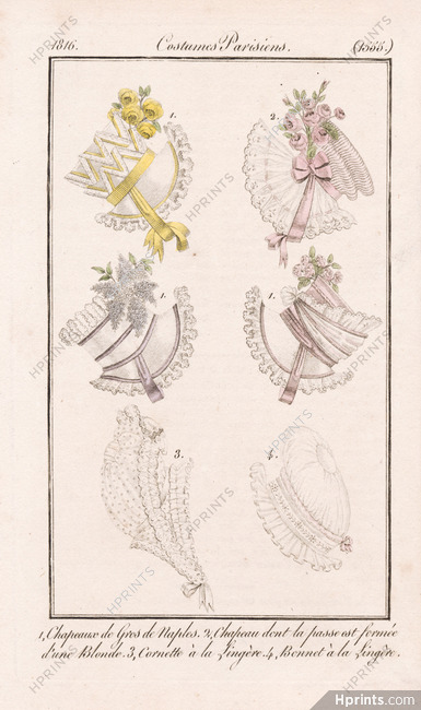 Le Journal des Dames et des Modes 1816 Costume Parisien N°1555