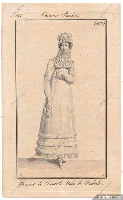 Le Journal des Dames et des Modes 1816 Costume Parisien N°1577 Horace Vernet