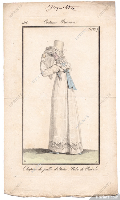 Le Journal des Dames et des Modes 1816 Costume Parisien N°1583 Horace Vernet