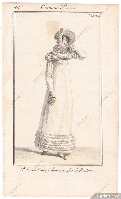 Le Journal des Dames et des Modes 1817 Costume Parisien N°1676 Horace Vernet