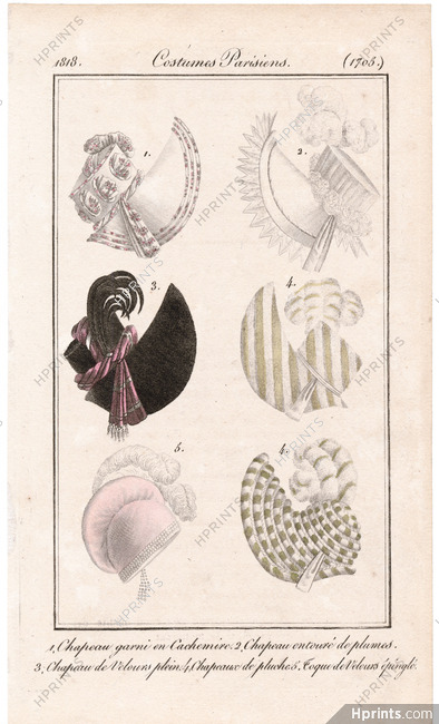 Le Journal des Dames et des Modes 1818 Costume Parisien N°1705