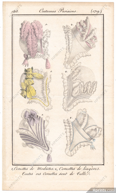 Le Journal des Dames et des Modes 1818 Costume Parisien N°1719