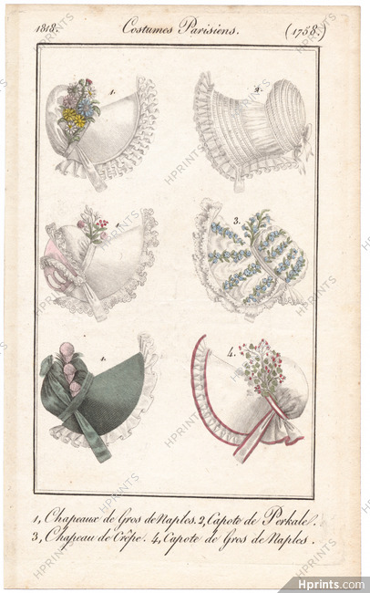 Le Journal des Dames et des Modes 1818 Costume Parisien N°1758
