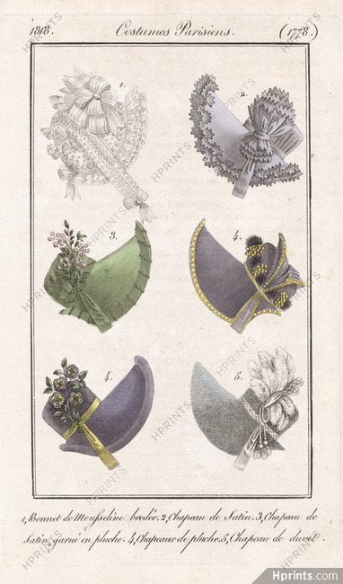 Le Journal des Dames et des Modes 1818 Costume Parisien N°1778