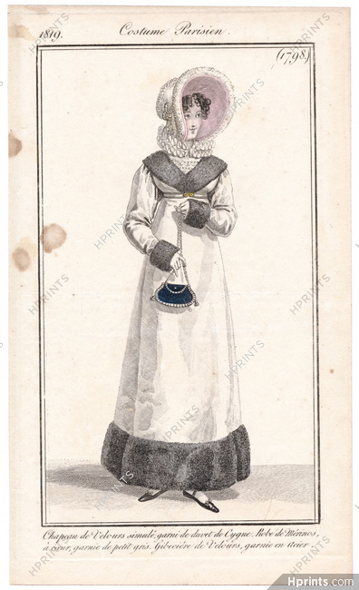 Le Journal des Dames et des Modes 1819 Costume Parisien N°1798