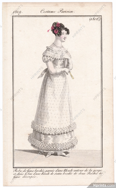 Le Journal des Dames et des Modes 1819 Costume Parisien N°1806
