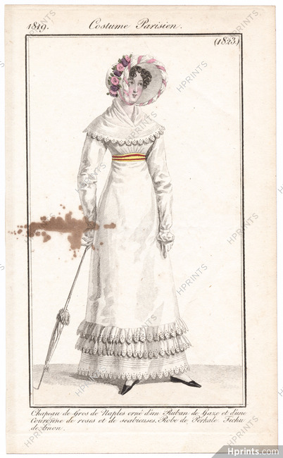 Le Journal des Dames et des Modes 1819 Costume Parisien N°1823