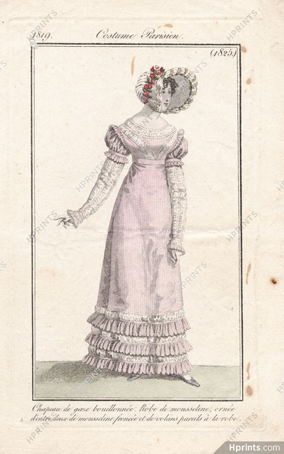 Le Journal des Dames et des Modes 1819 Costume Parisien N°1825
