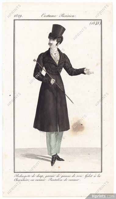 Le Journal des Dames et des Modes 1819 Costume Parisien N°1848