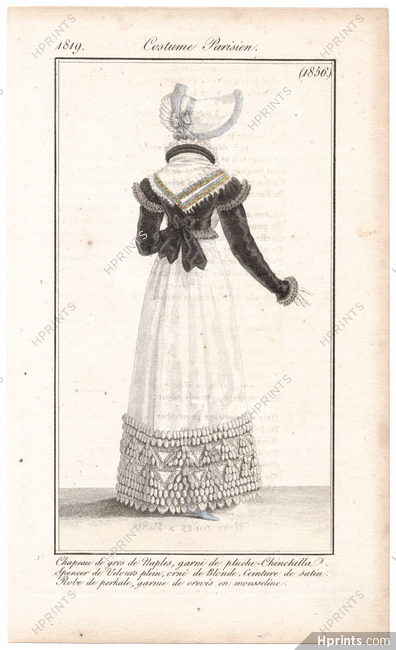 Le Journal des Dames et des Modes 1819 Costume Parisien N°1856