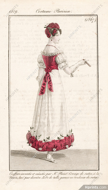 Le Journal des Dames et des Modes 1819 Costume Parisien N°1867