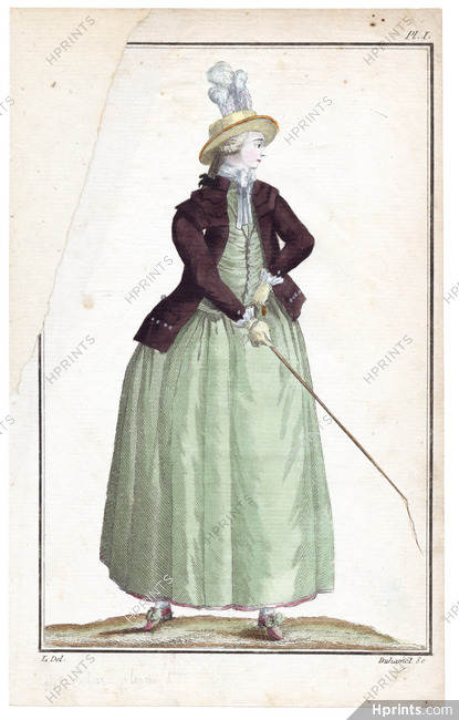 Cabinet des Modes 15 Septembre, 1786 21° cahier, planche I, Horsewoman