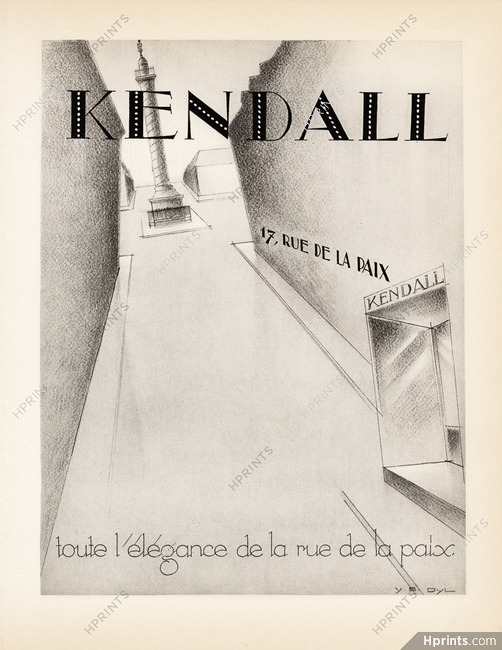 Kendall (17 rue de la Paix) 1928 Place Vendôme, Lithograph PAN Paul Poiret, Yan Dyl, Art Deco Style