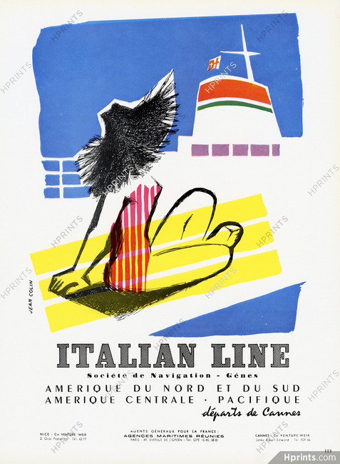 Italian Line (Ship Company) 1954 Jean Colin, Transatlantic Liner