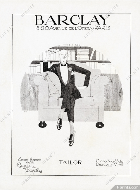 Barclay (Tailor) 1928 Bernard Boutet de Monvel, Men's Clothing