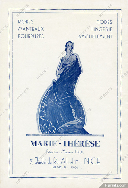 Marie-Thérèse (Couture) 1931 Direction Madame Paul, Nice