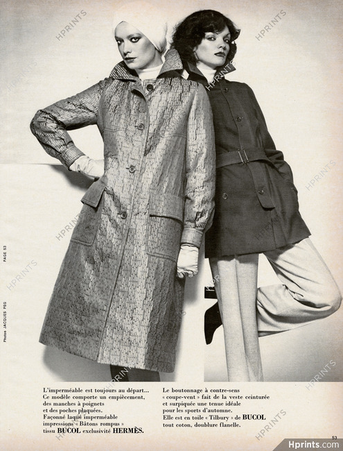 Hermès (Couture) 1974 Imperméable, Veste, Photo Jacques Peg