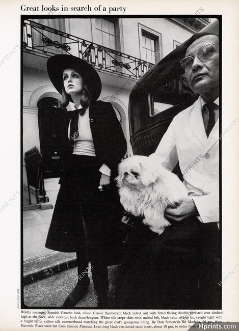 Don Simonella for Modelia 1967 Spanish Gaucho, Pekingese Dog, Photo Jean-Loup Sieff