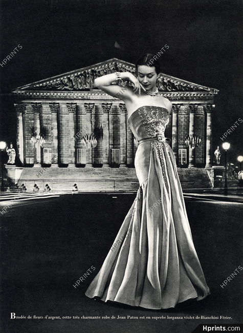 Jean Patou 1958 Assemblée Nationale, Evening Dress, Bianchini Férier