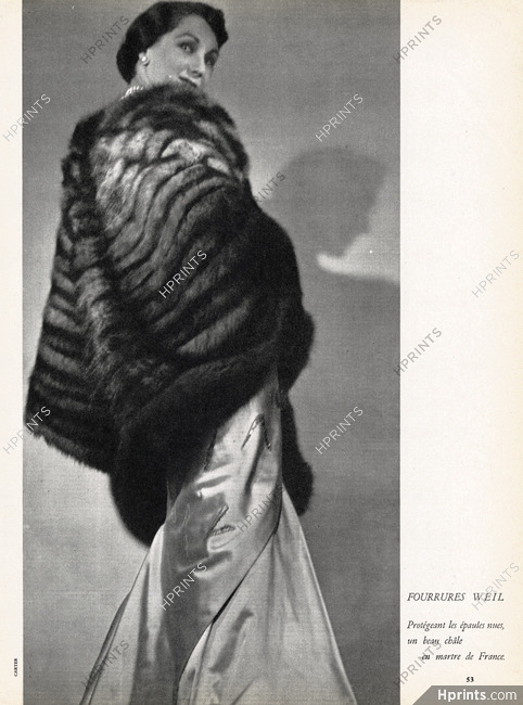 Weil (Fur Clothing) 1950 Châle en martre, Photo Carter