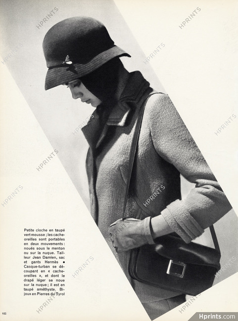 Jean Damien (Couture) 1966 Sac et gants Hermès