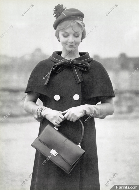 Nina Ricci 1960 A. Leleu, Sac et gants Hermès