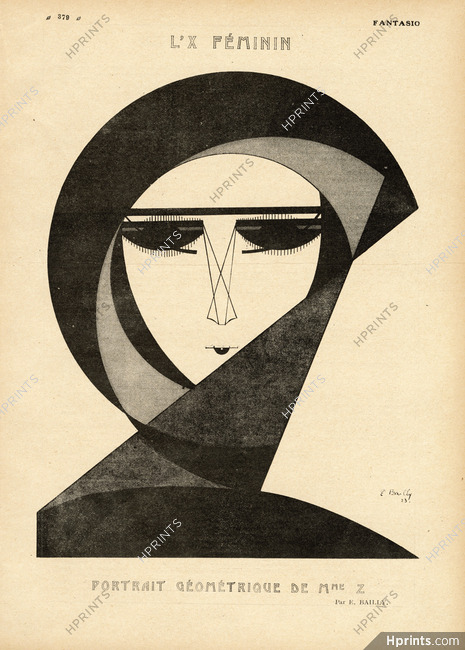 L'X Féminin — Portrait géométrique de Mme Z, 1923 - E. Bailly Cubism