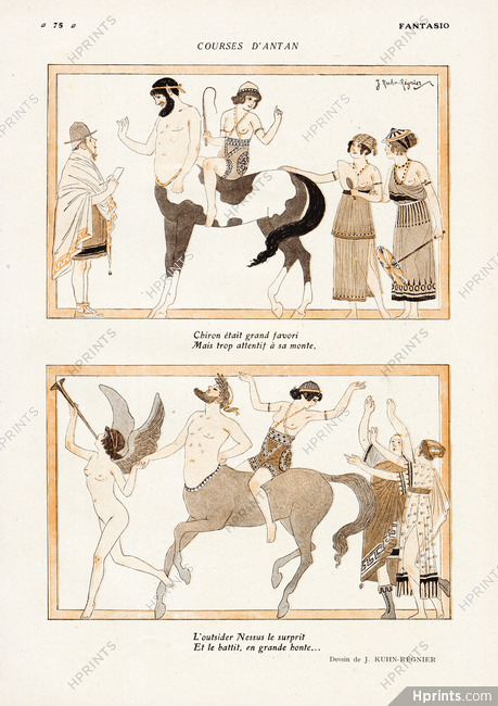 Courses d'antan, 1919 - Joseph Kuhn-Régnier Chiron & Nessus, Mythologie, Centaur