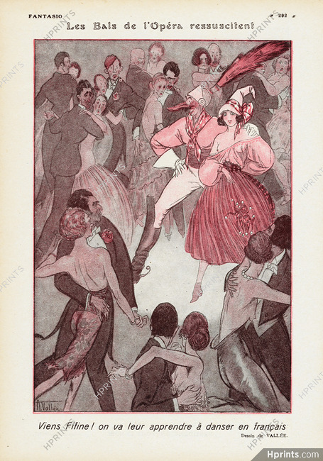 Les Bals de l'Opéra ressuscitent, 1921 - Armand Vallée Carnival vs Tango Dancers