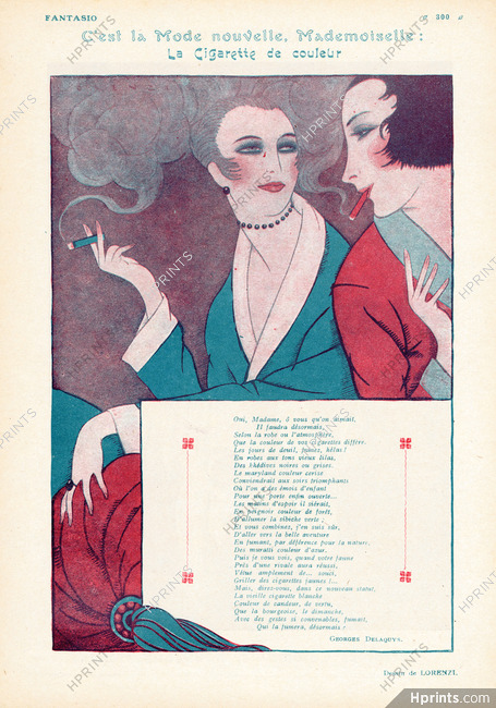 La Cigarette de Couleur, 1921 - Fabius Lorenzi Women Smoking