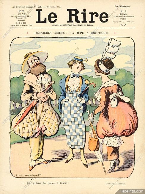 La Jupe à Bretelles, 1912 - Lucien Métivet Fashion Satire