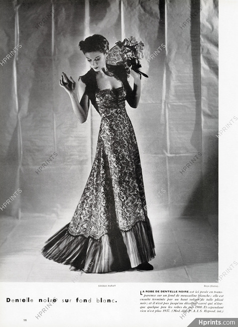 Lucile Paray 1937 Black lace, Photo Roye (Rubin)