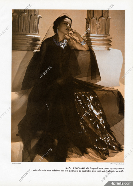 Mainbocher 1937 S. A. La Princesse de Kapurthala, Photo Eugène Rubin