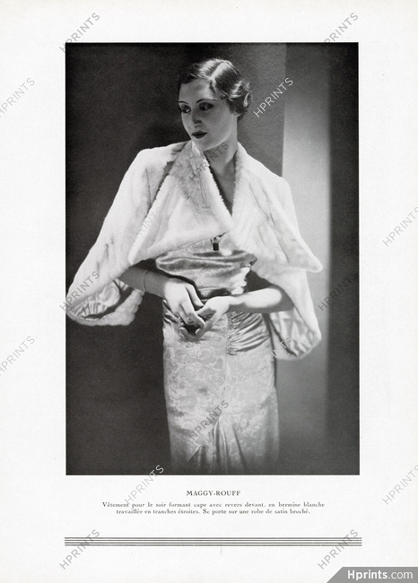 Maggy Rouff 1932 Evening Gown, Cape, Fashion Photography