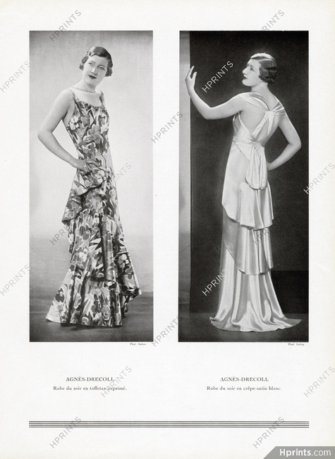 Agnès-Drecoll 1932 Photo Isabey, Evening Dresses