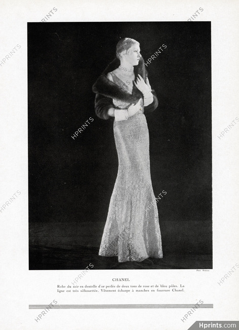 Chanel 1932 Gold Lace Evening Dress, Photo Bresson