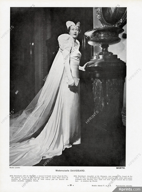 Worth 1934 Mlle Davidsard, Wedding Dress, Photo Studio Lorelle