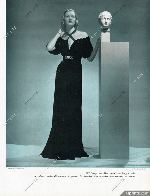 Madeleine Vionnet 1937 Suzy Lemaître, Velvet Evening Gown, Photo Eugène Rubin