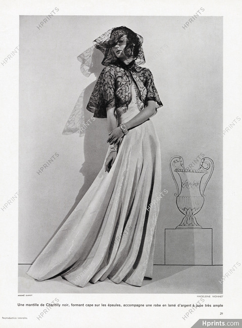 Madeleine Vionnet 1936 Evening Gown, Mantelle de Chantilly, Photo André Durst