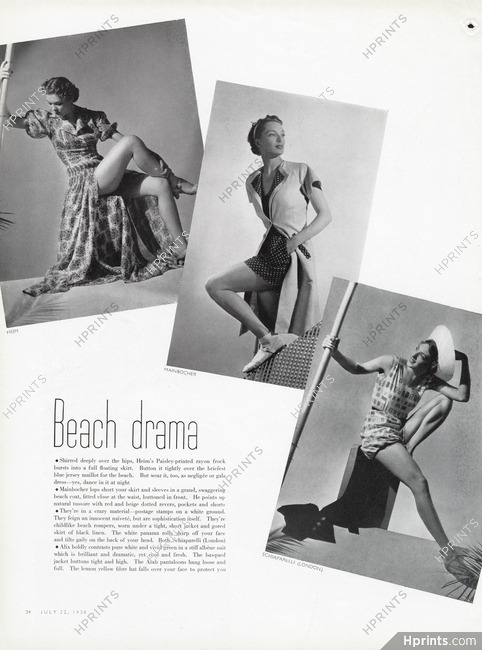 Beachwear 1936 Jacques Heim, Mainbocher, Schiaparelli (London), Photo Horst