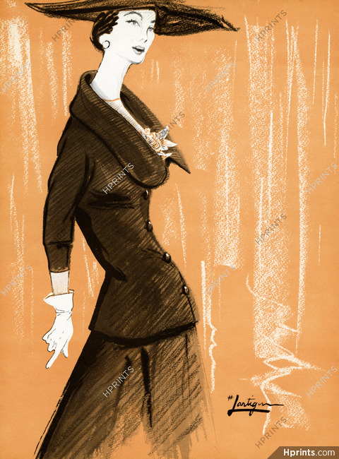Grès 1955 Veste longue, Lartigue, Fashion Illustration