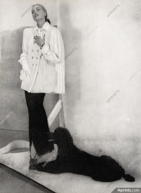 De Leo 1946 Ermine Pea Jacket, Poodle, Photo Richard Avedon