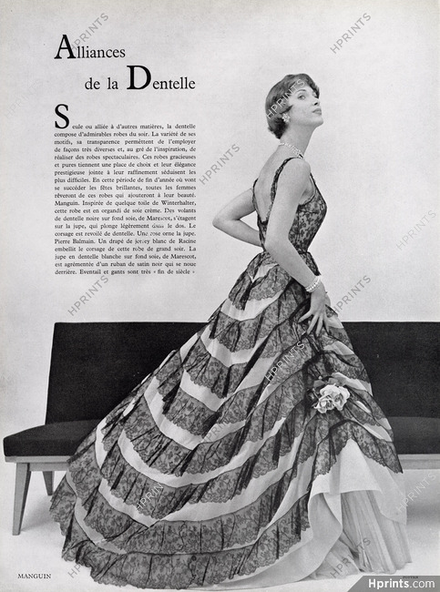Lucile Manguin 1954 Dentelle Marescot, Evening Dress