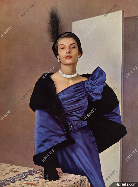 Robert Piguet 1949 Coudurier Fructus Descher, Evening Dress, Cape